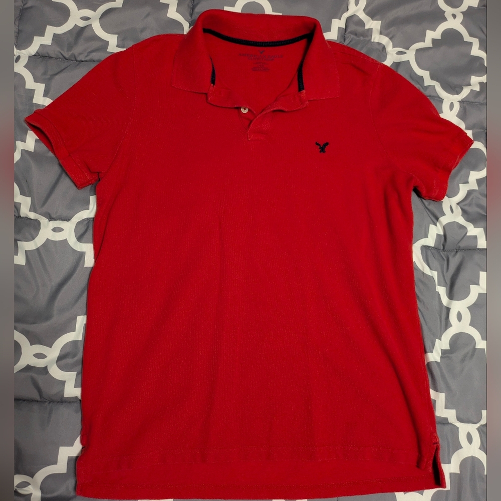 American Eagle Outfitters Vibrant Red Polo Shirt